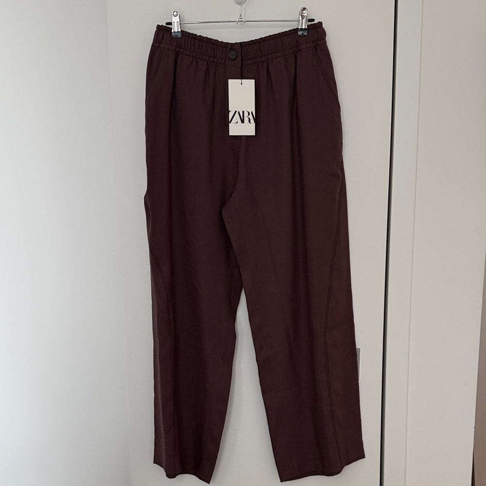 Zara Women’s Medium NWT Dark Brown Relaxed Wide Leg Pants